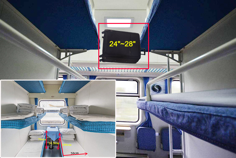 Carry-on Luggage Storage in Hard Sleeper Class Carriage China Train Luggage Allowance and Space