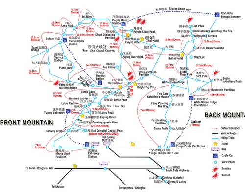 Huangshan Mountain Hiking Map