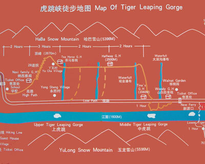 Tiger Leaping Gorge Hiking Map